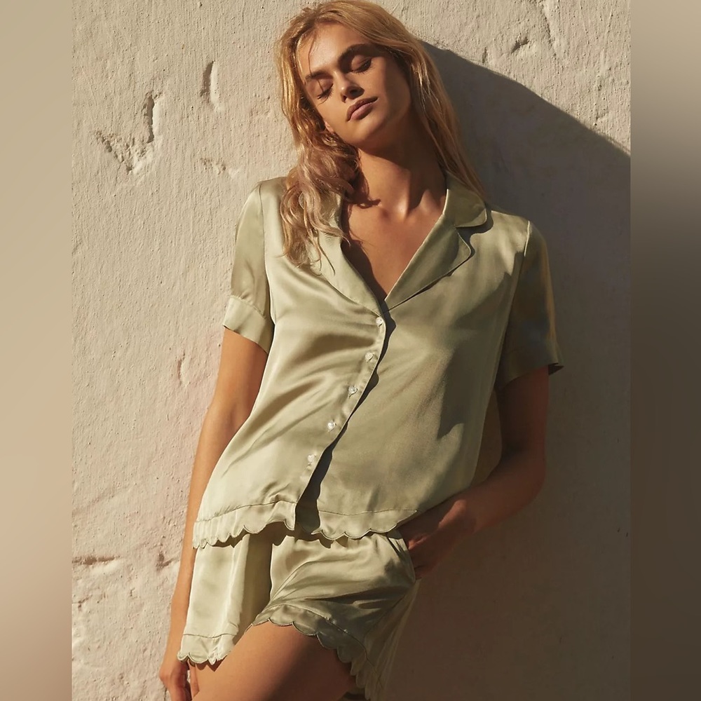 Juniper scallop short pajama set - Anthropologie Bhldn